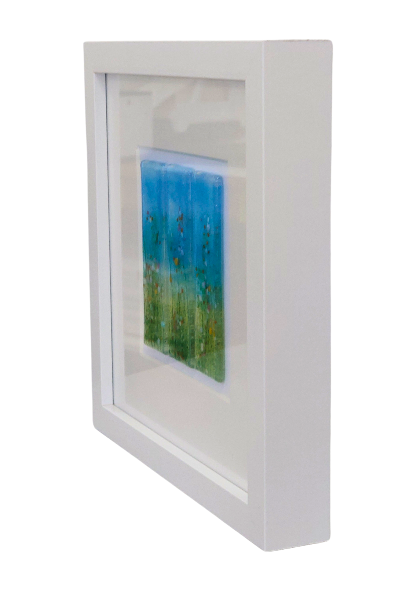 Fused glass framed picture 'Summer meadow', fused glass art, flowers, meadow art, fused glass
