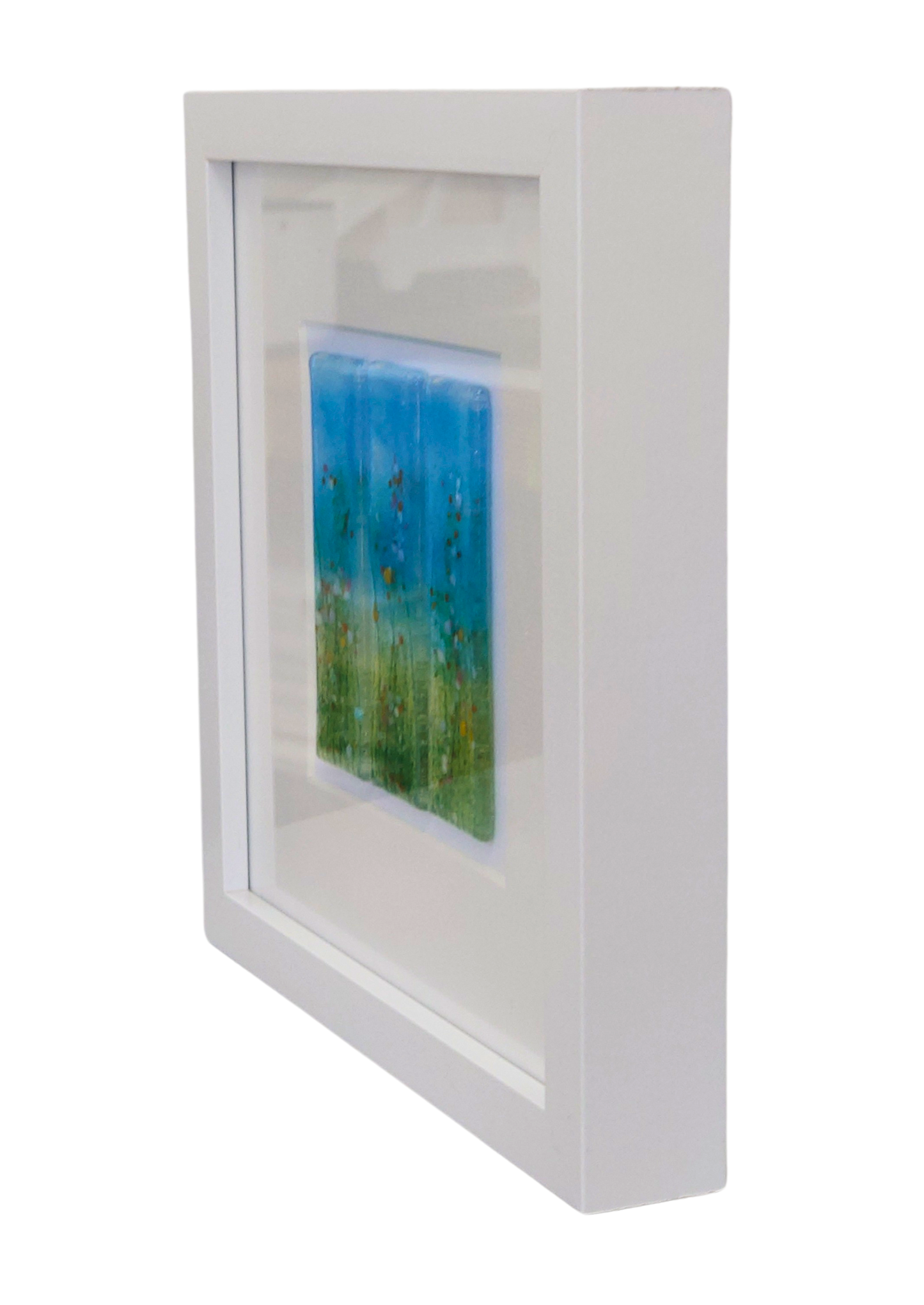 Fused glass small framed picture 'Summer meadow',  fused glass art, flowers, meadow art, fused glass