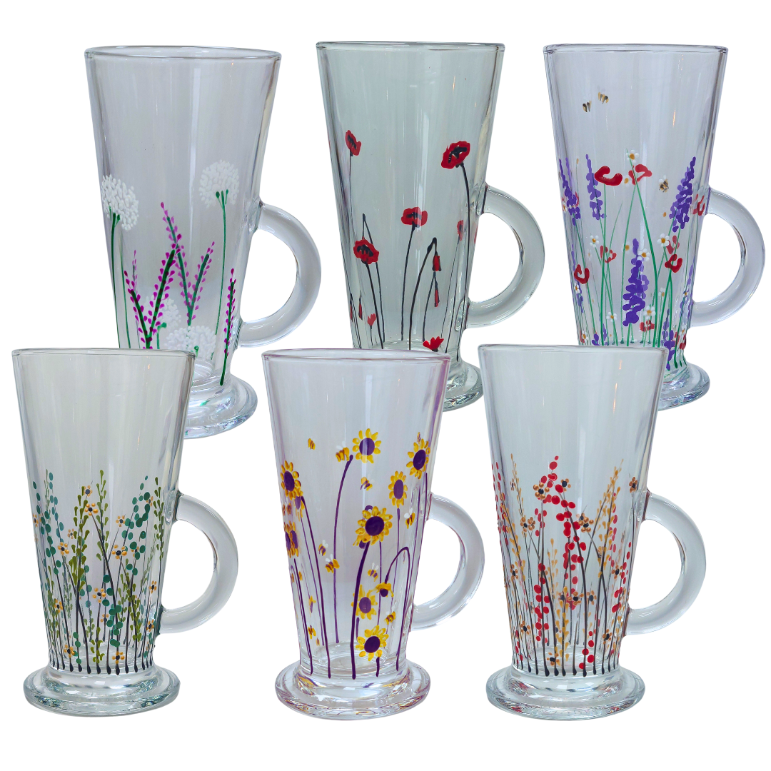 Hand painted latte glass – The Cheeky Sheep