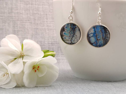 Gorgeous unique resin art drop earrings, various colours