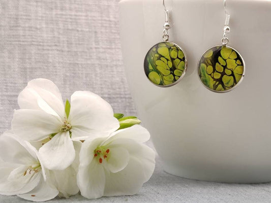 Gorgeous unique resin art drop earrings, various colours