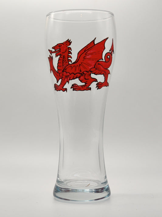 Welsh Dragon handpainted pilsner glass