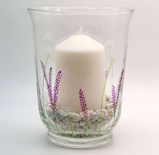 Hand-painted Lavender Glass Vase/ Candle Holder