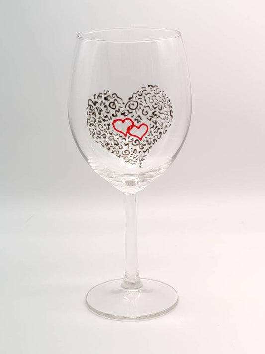 Valentine hearts design wine glass