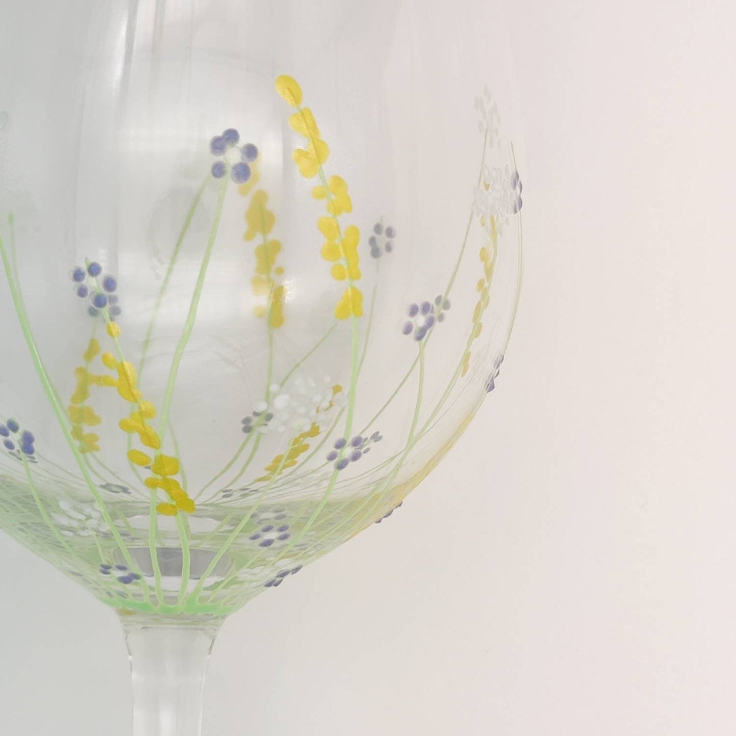 Hand-painted 'Spring meadow'' design Small Wine Glass