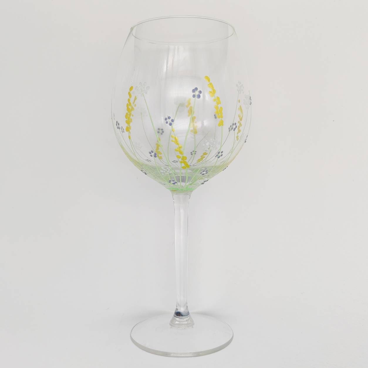 Hand-painted 'Spring meadow'' design Small Wine Glass