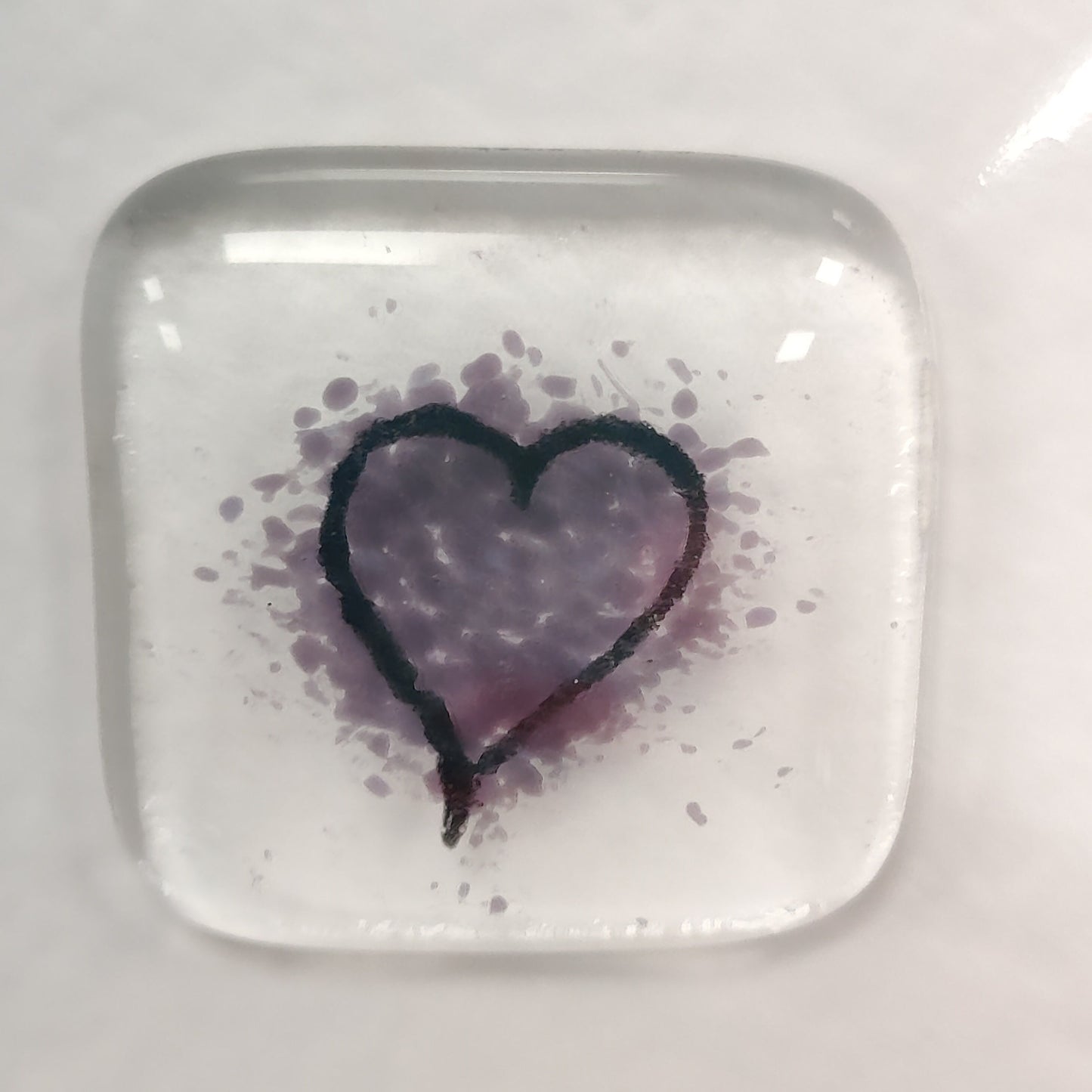 Fused glass pocket token card - One  I love  - valentine's - anniversary card