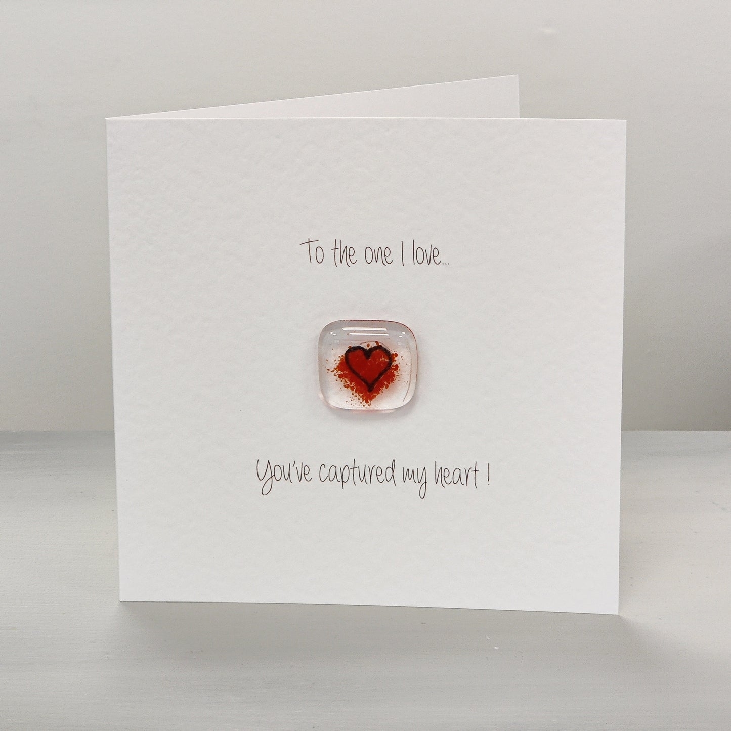 Fused glass pocket token card - One  I love  - valentine's - anniversary card