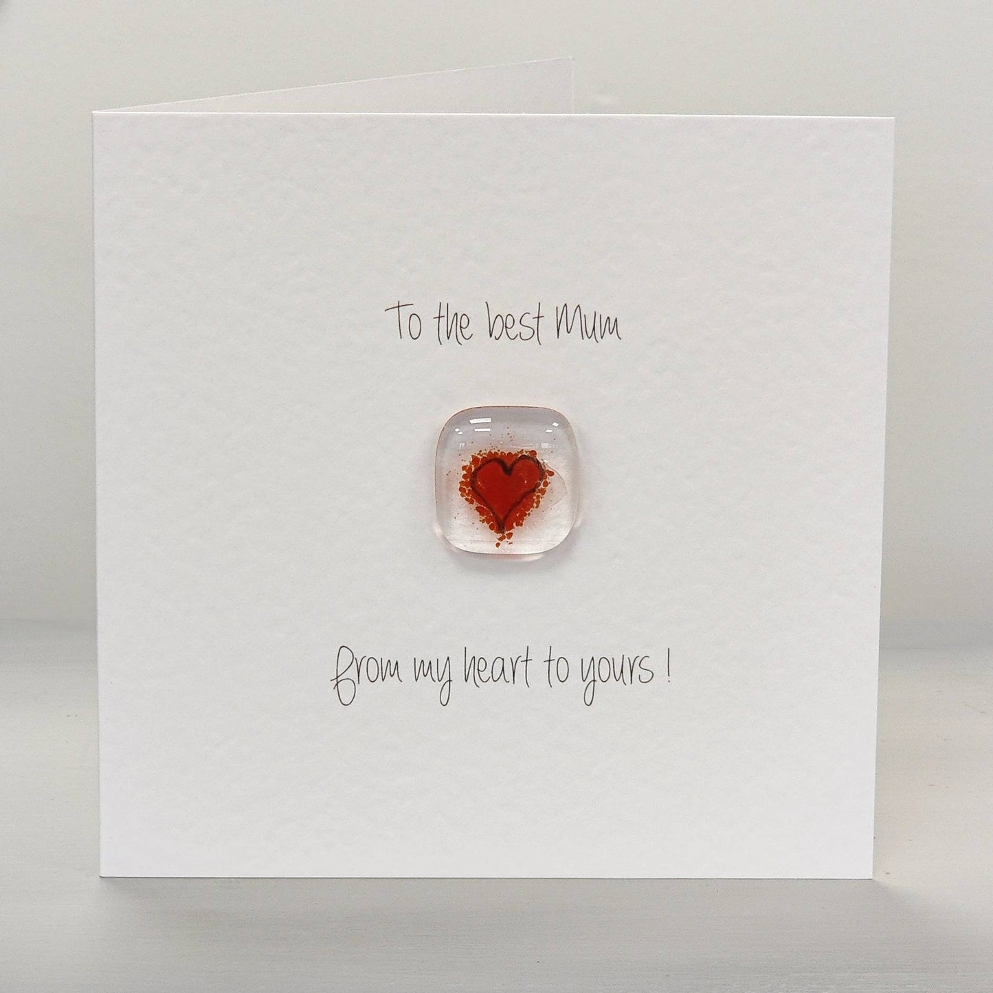 Fused glass pocket token card- Heart - Mother's Day - Mum card