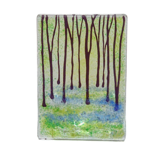 Fused glass tealight  holder, bluebell woods, candle shade, blue- green tea light holder